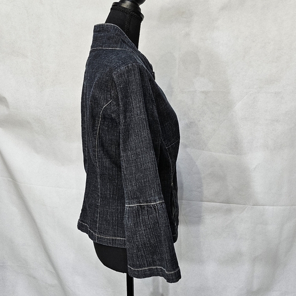 LAL Bell Sleeve Dark Blue Denim Button Up Jacket Size M - Picture 6 of 7